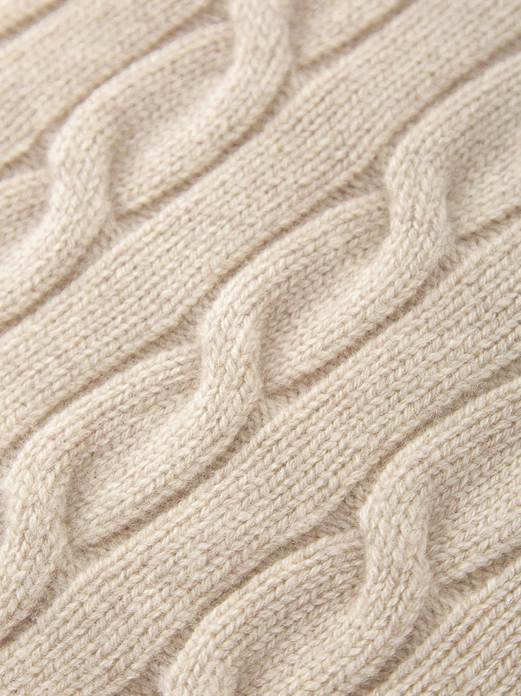 Relaxed Fit Zipper Cable Knit Wool Sweater for Women - Autumn/Winter Casual Sporty Loose Polo Shirt