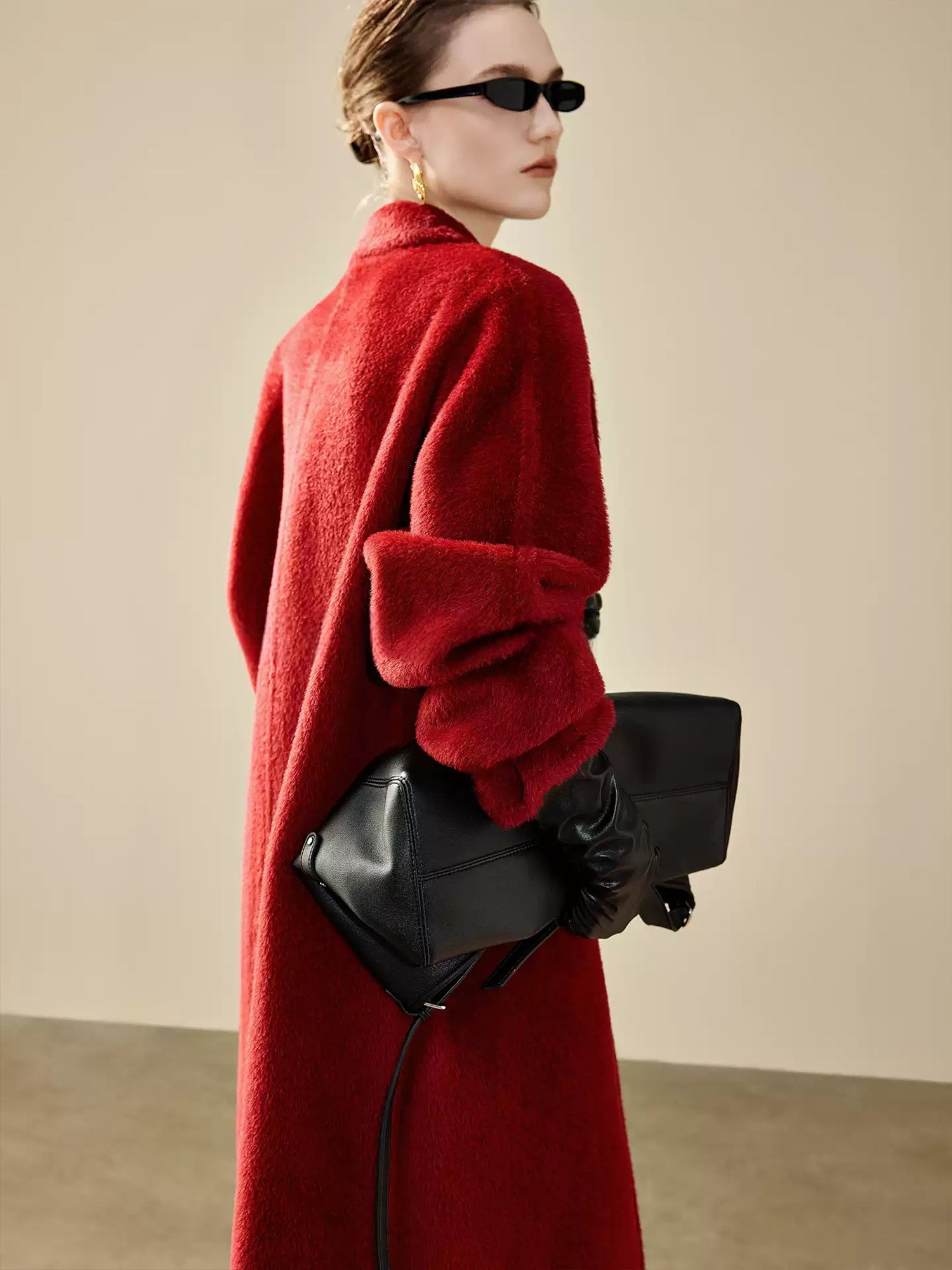 Christmas Edition Peruvian Suri Alpaca Wool Coat for Women | Mid-Length Winter Alpaca Blend Overcoat