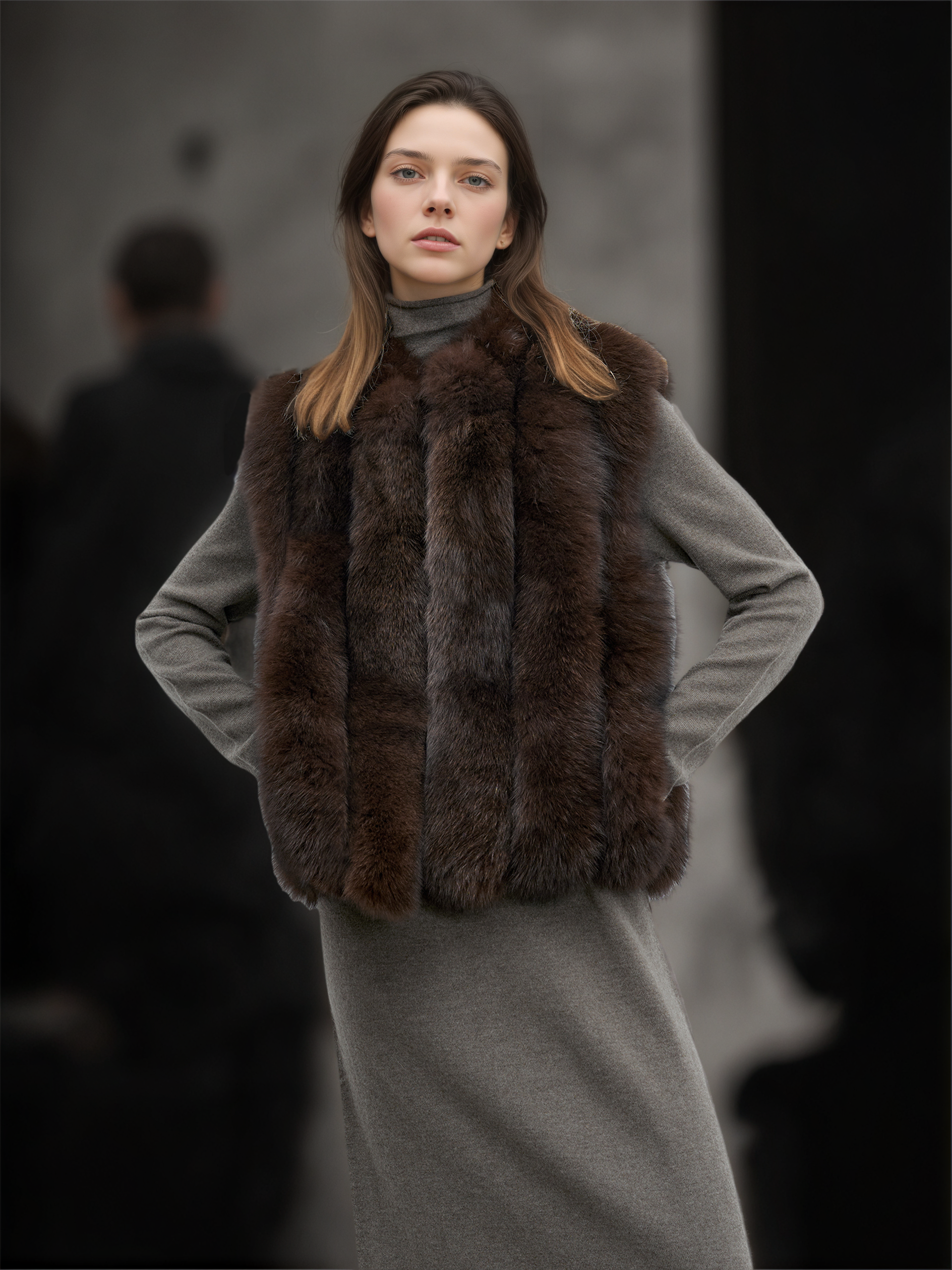 Women’s Fox Fur Vest | Stylish Short Winter Gilet Inspired by Finnish Saga Furs Design