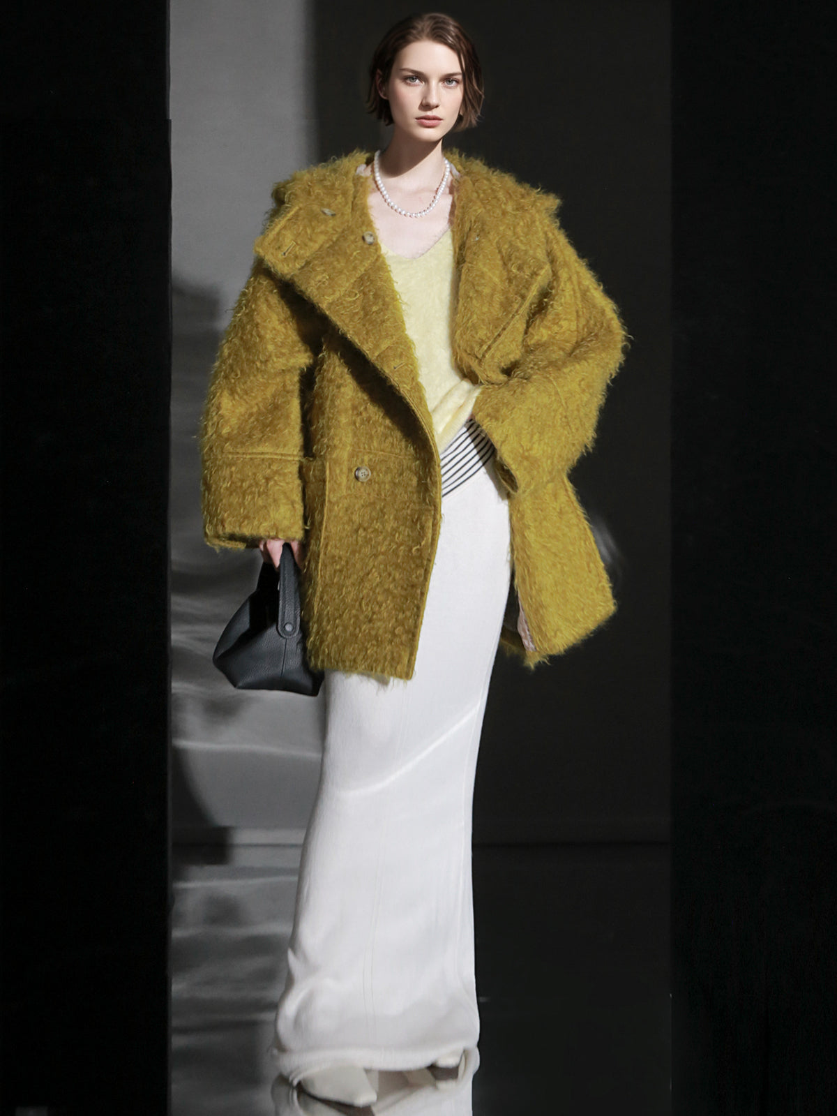 Cloud Plush Hooded Mohair Wool Coat for Women – Double-Faced Teddy Textured Wool Overcoat, Soft and Warm Winter Outerwear