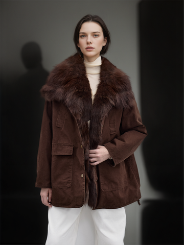 Women’s Mid-Length Down Parka with Fox Fur Hood | 90% White Goose Down Winter Coat