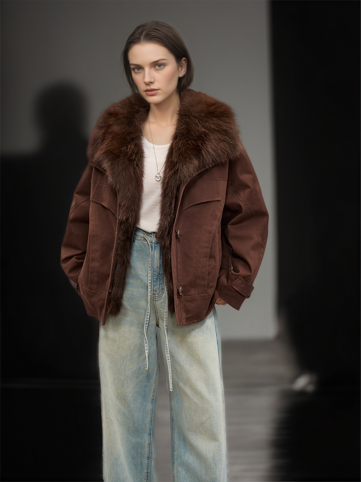 Women’s Down Parka Jacket with  Fox Fur Hood | 90% White Goose Down Winter Coat