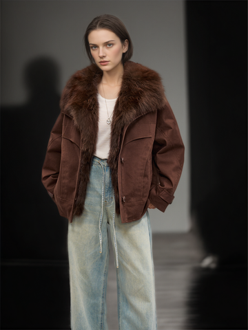 Women’s Down Parka Jacket with  Fox Fur Hood | 90% White Goose Down Winter Coat