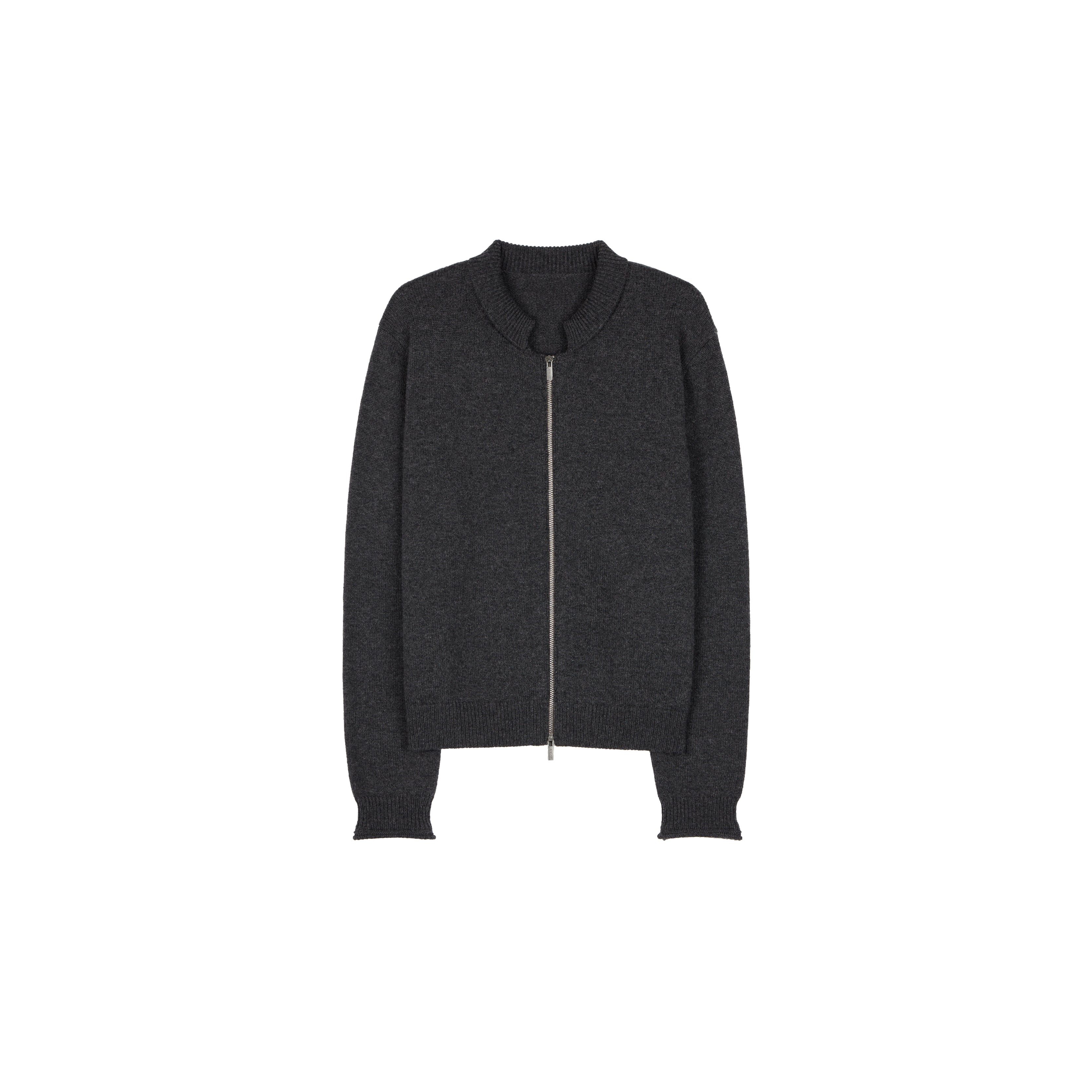 Women’s Heavyweight Australian Superfine Merino Double-Layer Knit Cardigan | Vintage Scallop Collar, Two-Way Zipper & Rolled Hem