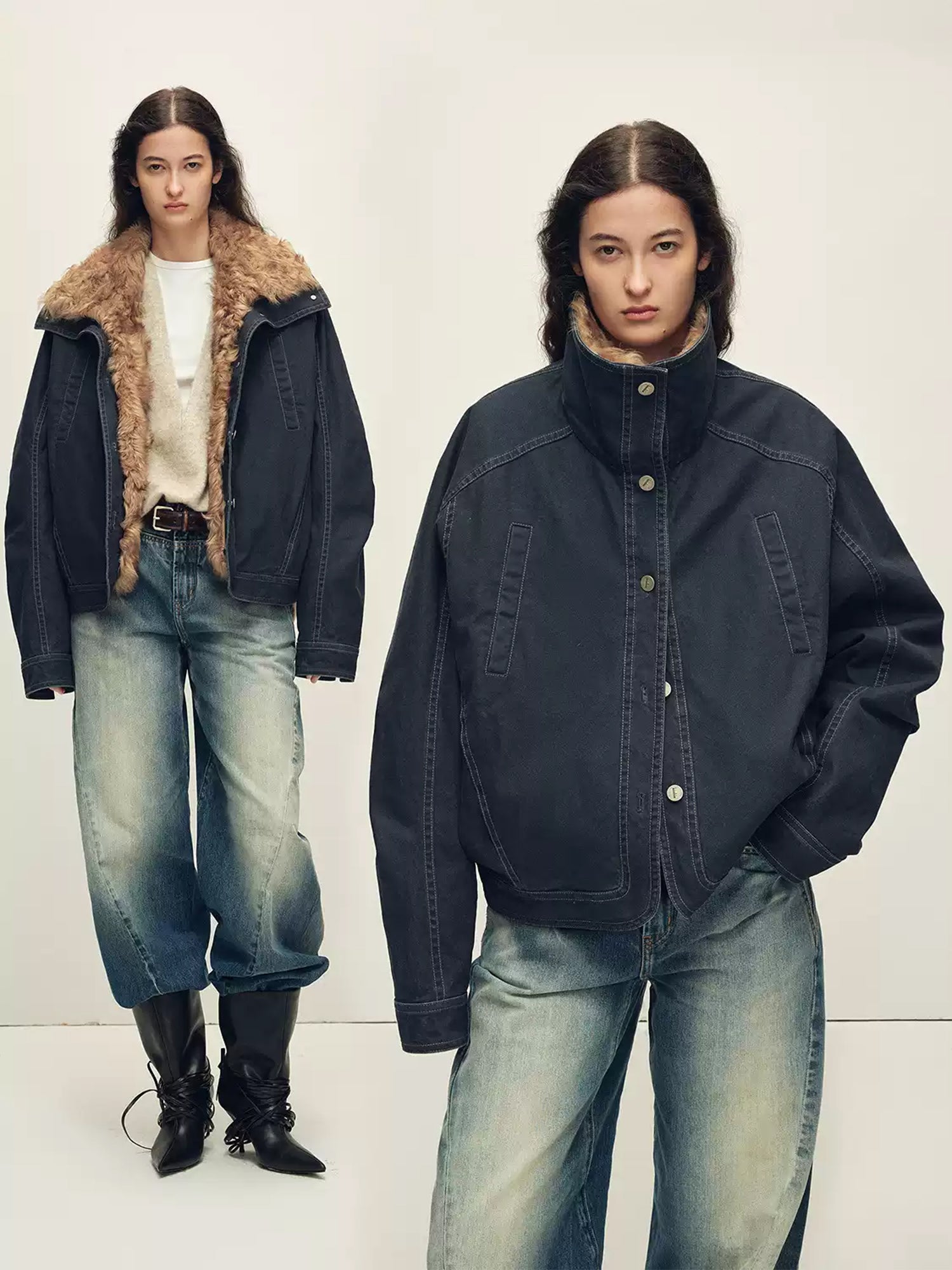 Detachable Wool Fur Collar 90% Goose Down Parka Coat for Women – Warm Winter Fur-Trim Outerwear