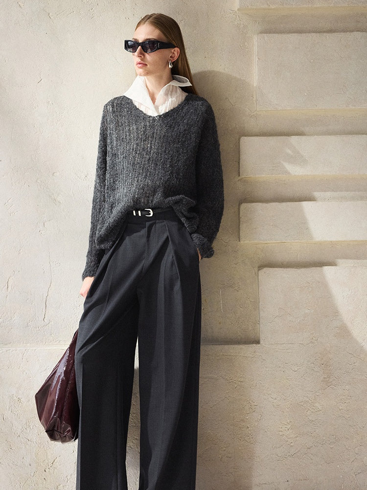 Soft Fufu Marshmallow Alpaca Knit – Luxury Slim-Fit Boat-Neck Peruvian Wool