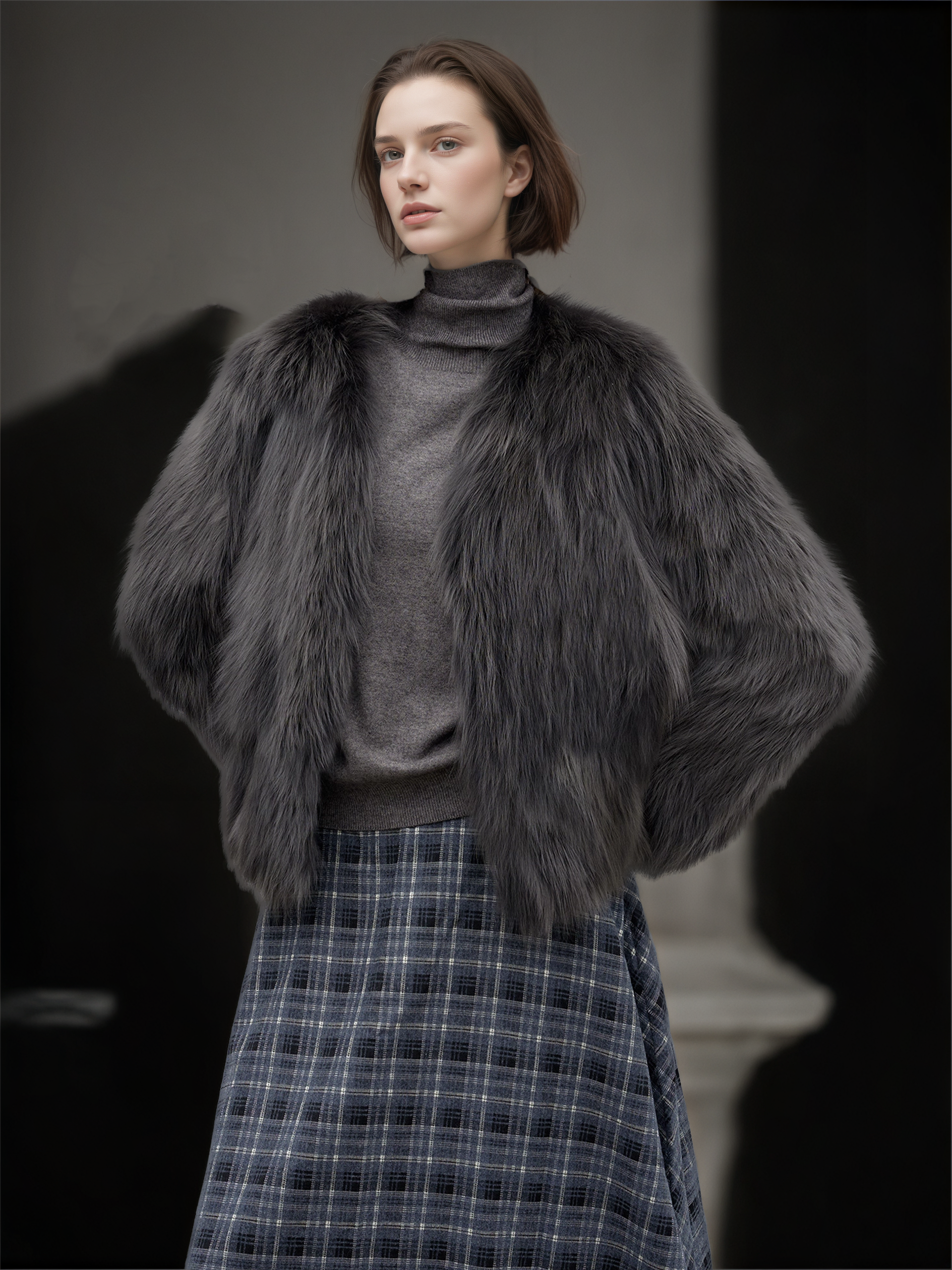 Women’s  Fox Fur Jacket | Slim Fit Short Winter Coat Inspired by Finnish Design