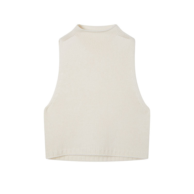 100% Wool Chunky Knit Vest for Women | Heavyweight Mock-Neck Layered Sweater Vest for Fall & Winter