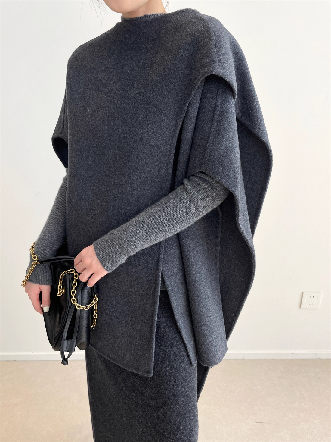 Wool Double-Faced Scarf Collar Cape Coat for Women | Elegant Winter Wool Cloak Jacket