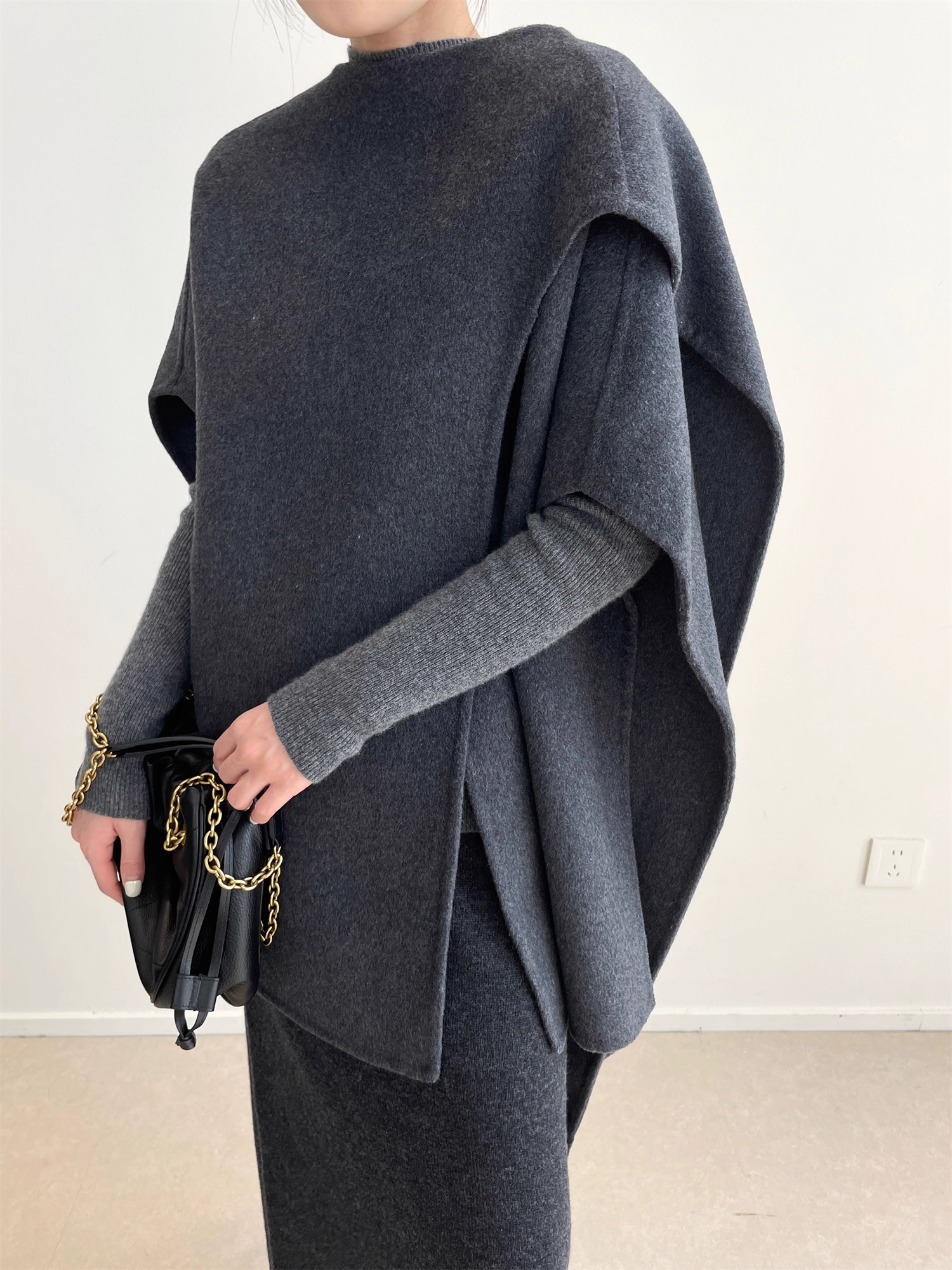 Wool Double-Faced Scarf Collar Cape Coat for Women | Elegant Winter Wool Cloak Jacket