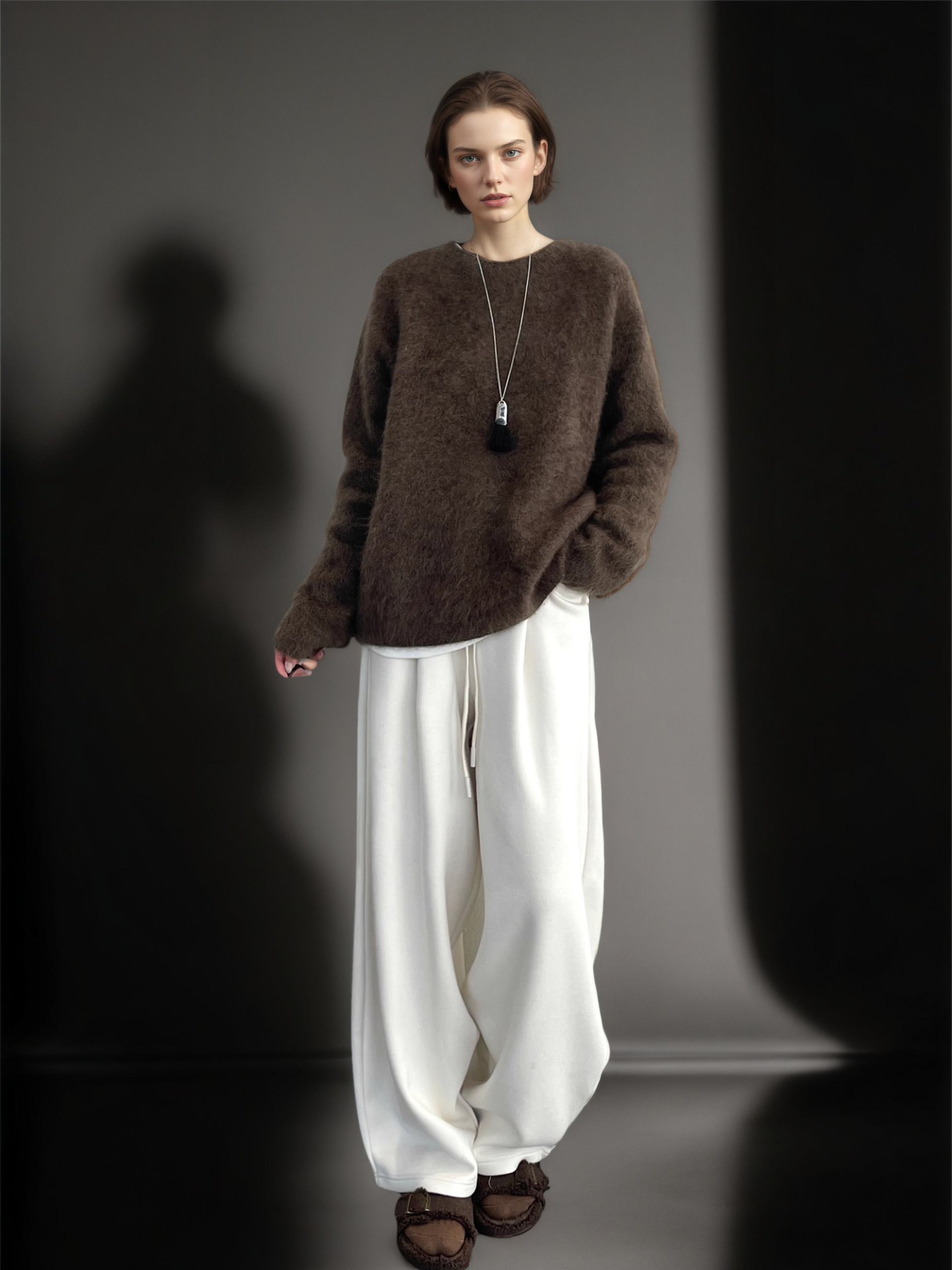 Women’s 100% Wool Hooded Sweater | Soft Brushed Knit Pullover with Loose Relaxed Fit for Winter