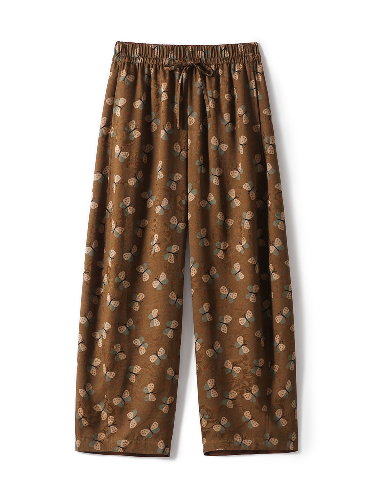 Intangible Heritage Gambiered Silk & 22 Momme Mulberry Silk Hualuo Casual Pants
