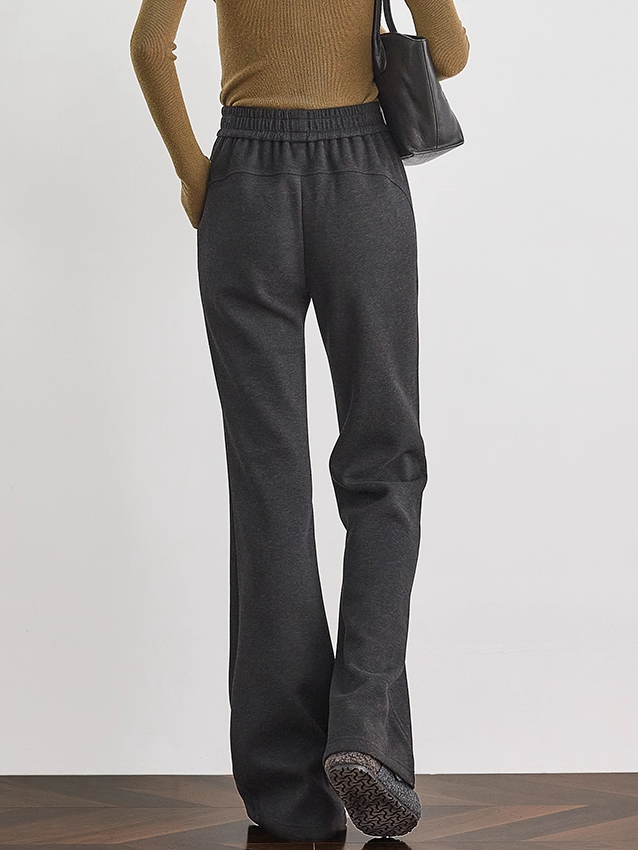 Women's Dark Gray Slim Flared Wool Knit Sweatpants – Soft Cozy Winter Lounge Pants