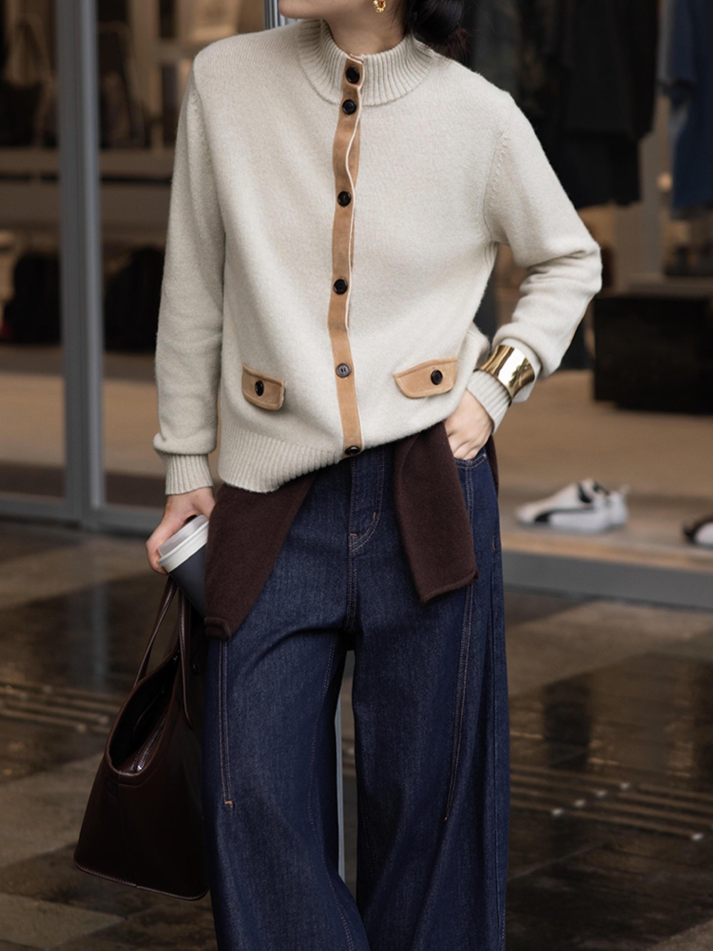 Retro Elegant Old Money Style Cashmere Cardigan Coat