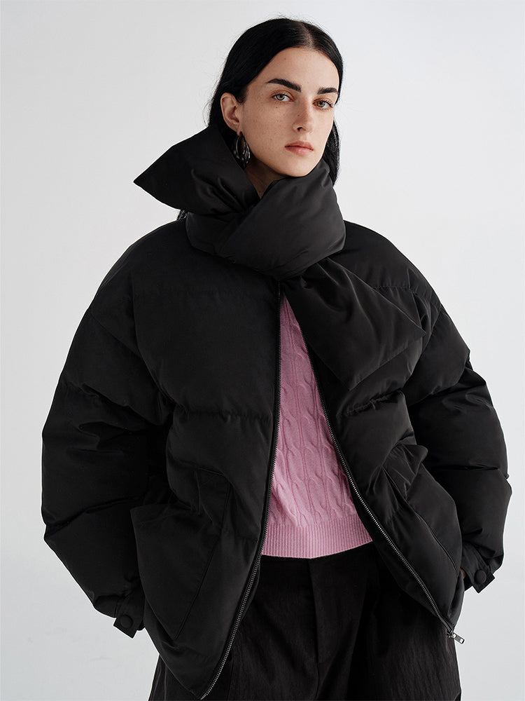 White Duck Down Oversized Puffer Jacket | Women's Quilted Autumn/Winter Classic Loose Fit
