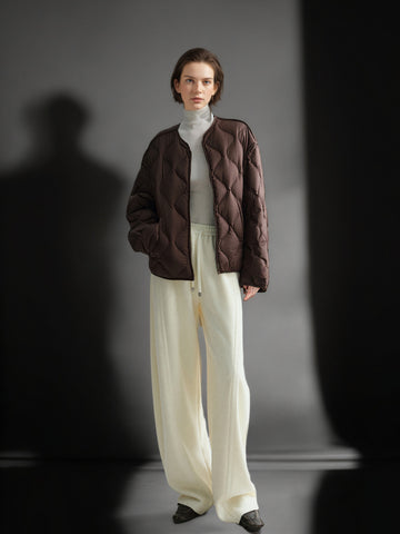 90% Polish White Duck Down Quilted Puffer Jacket for Women Winter with Scarf