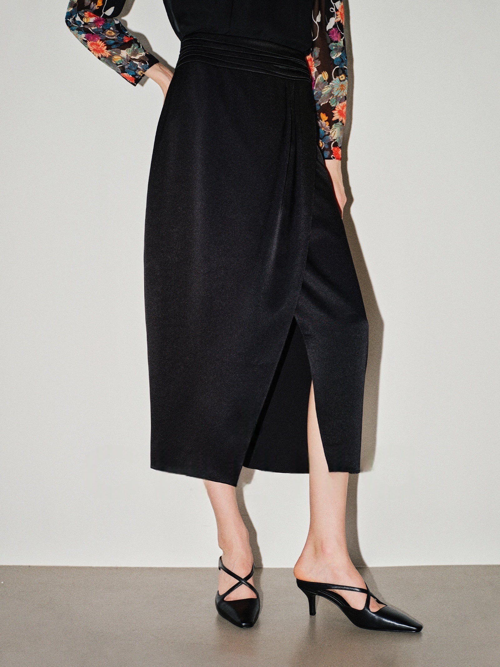Elite Lady’s Essential "Airy Paper Skirt" Japanese Triacetate Copper Ammonia Slimming Straight Midi Skirt