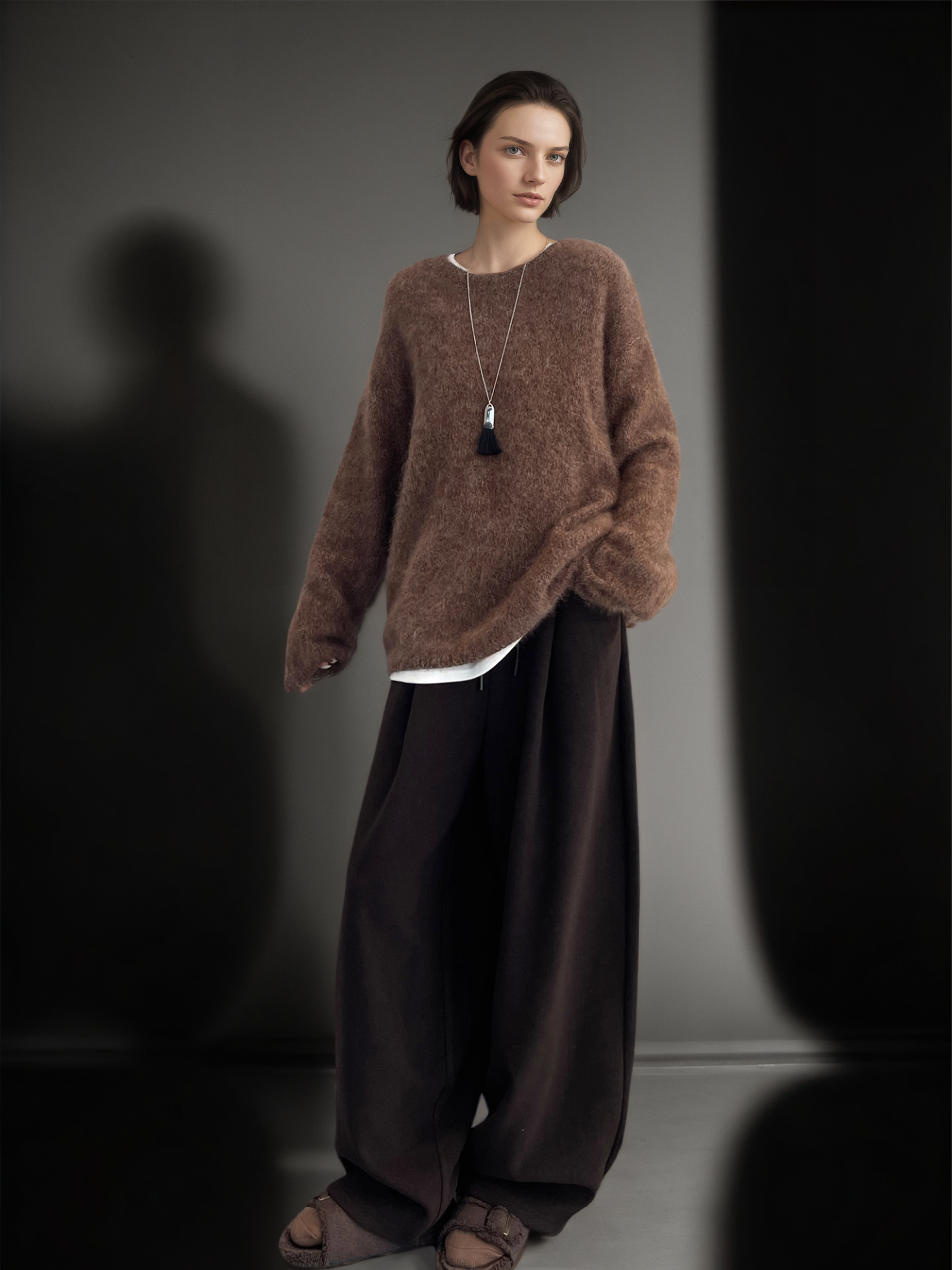 Women’s 100% Wool Hooded Sweater | Soft Brushed Knit Pullover with Loose Relaxed Fit for Winter