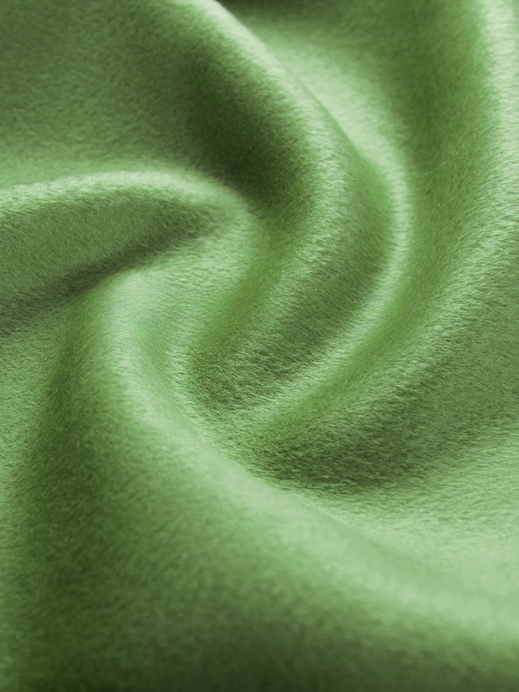 100% Cashmere Double-Faced Coat for Women – Elegant Moonlight Green Wool Overcoat