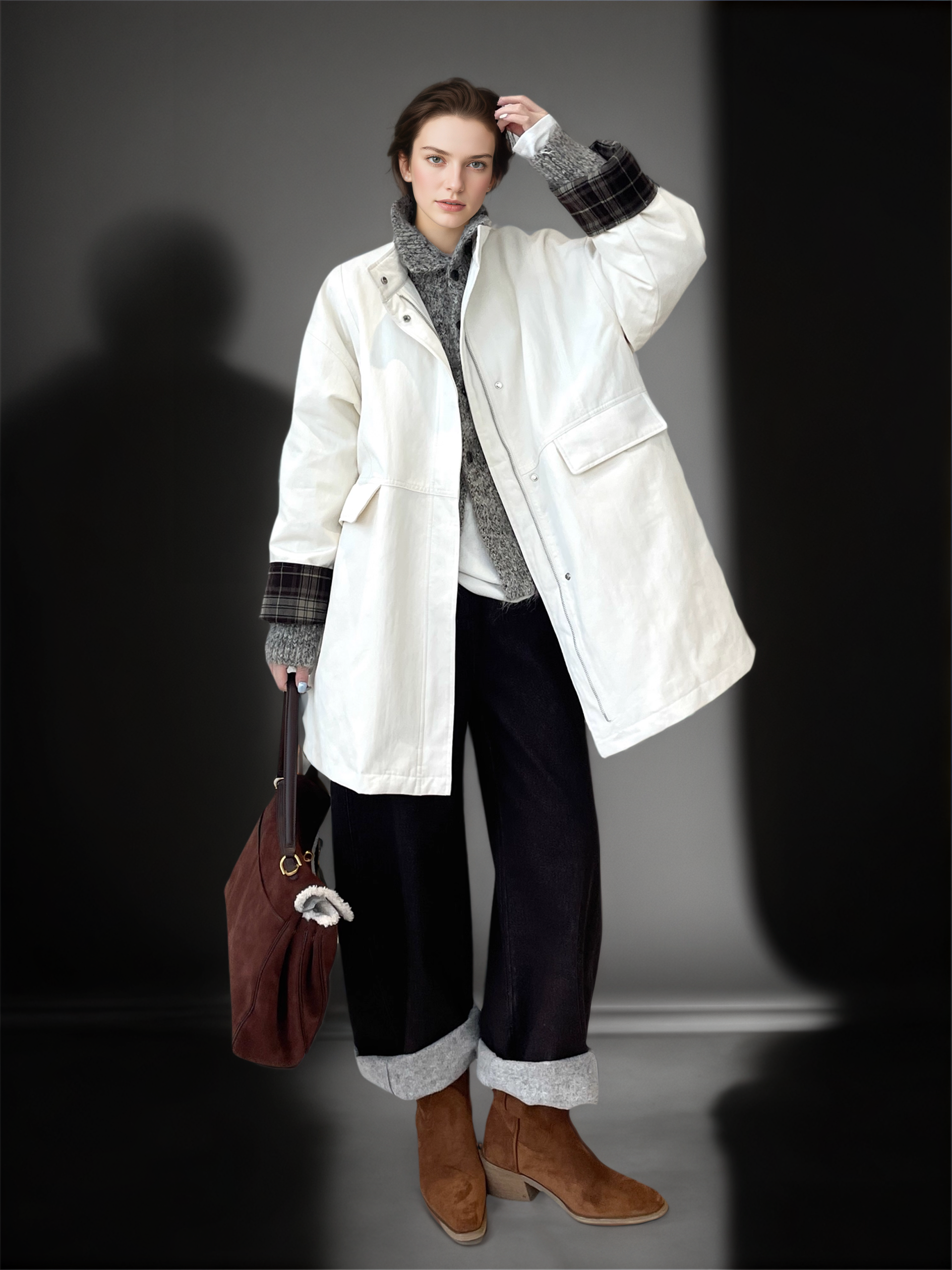 Women’s 90% White Duck Down Puffer Coat | Vintage Loose-Fit Mid-Length Thickened Trench Down Jacket for Winter