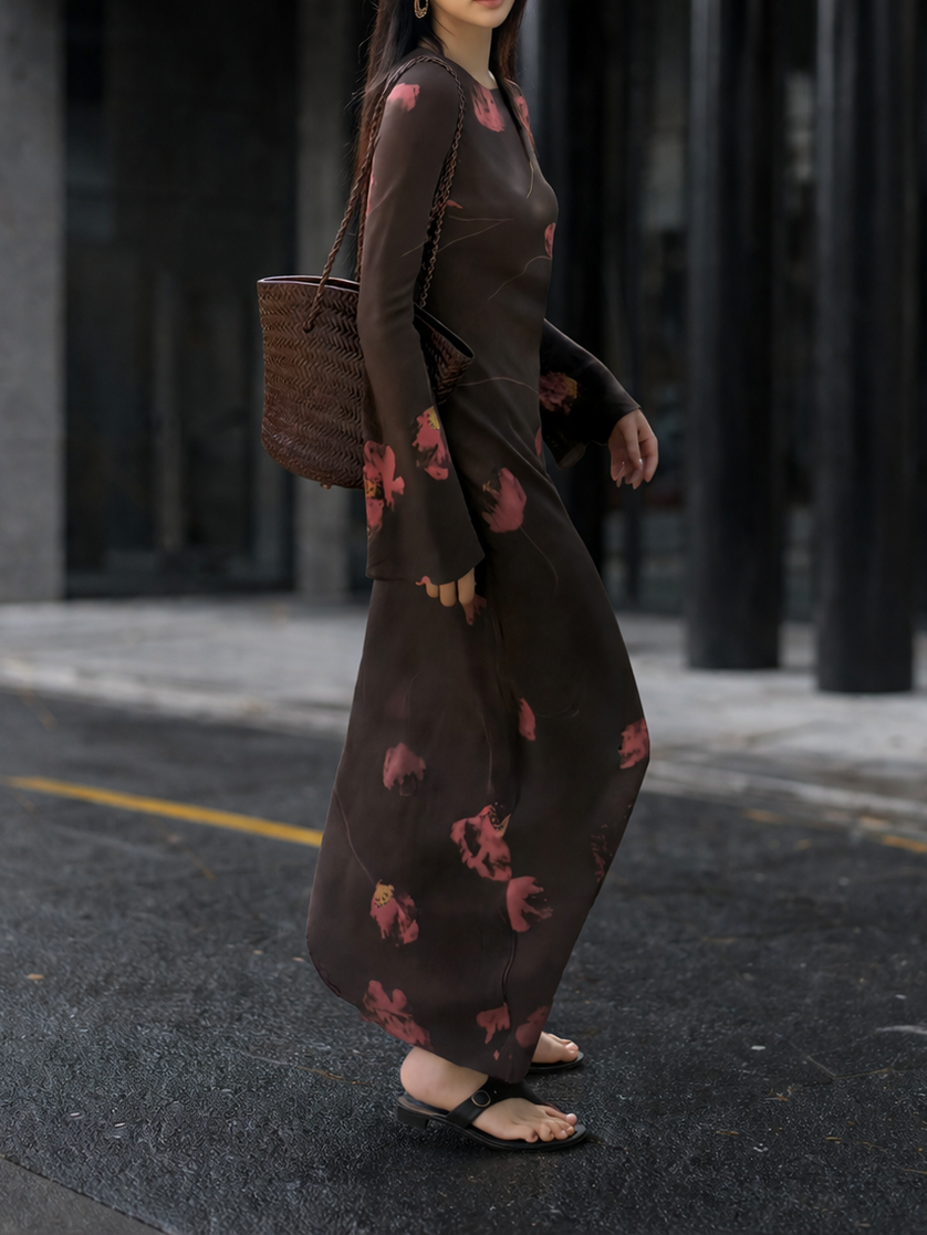 Bias-Cut Mulberry Silk Crepe de Chine Dress