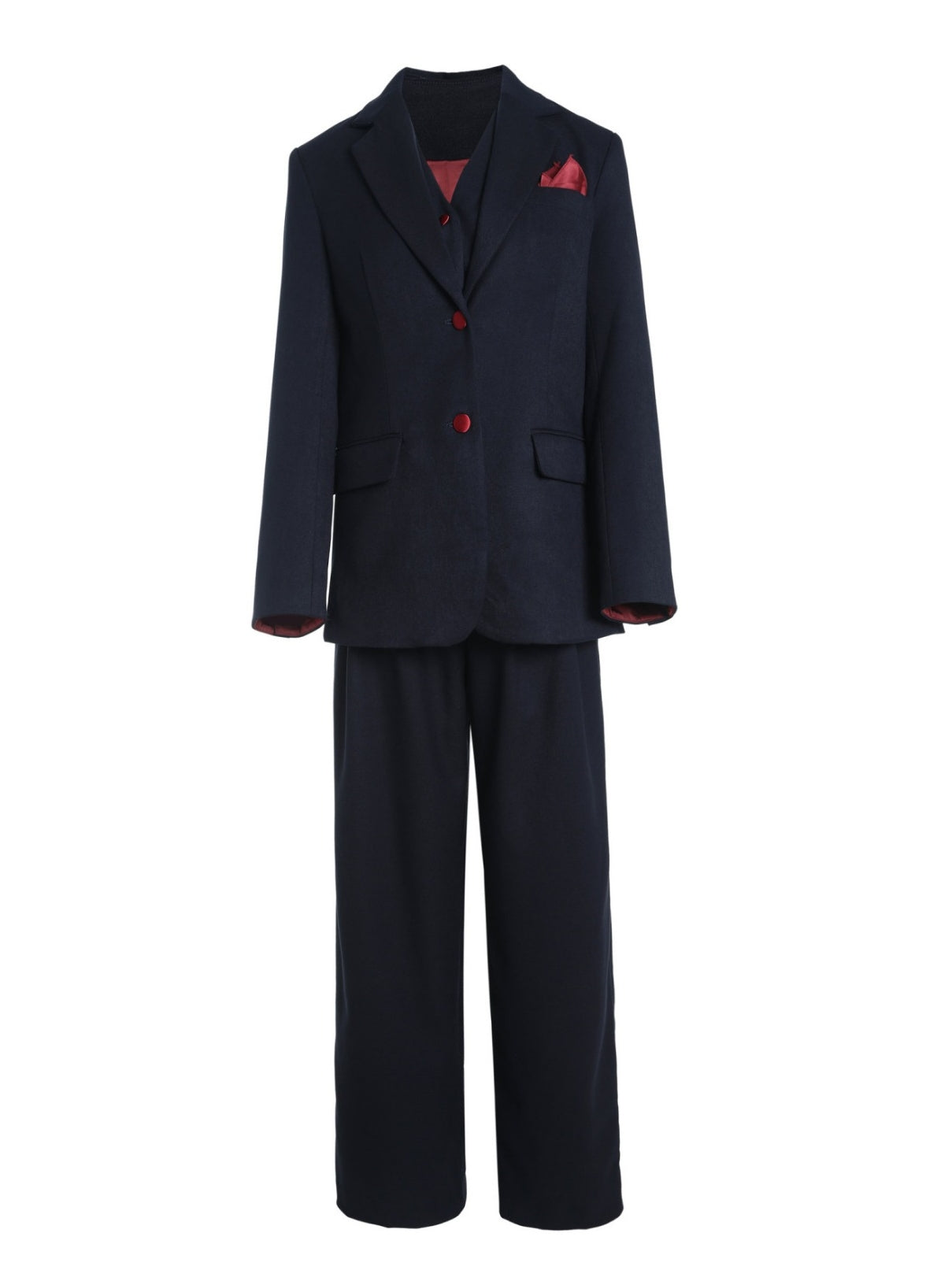 Wool Blend Three-Piece Set – Blazer, Vest & Wide-Leg Pants, Tailored Designer Fit