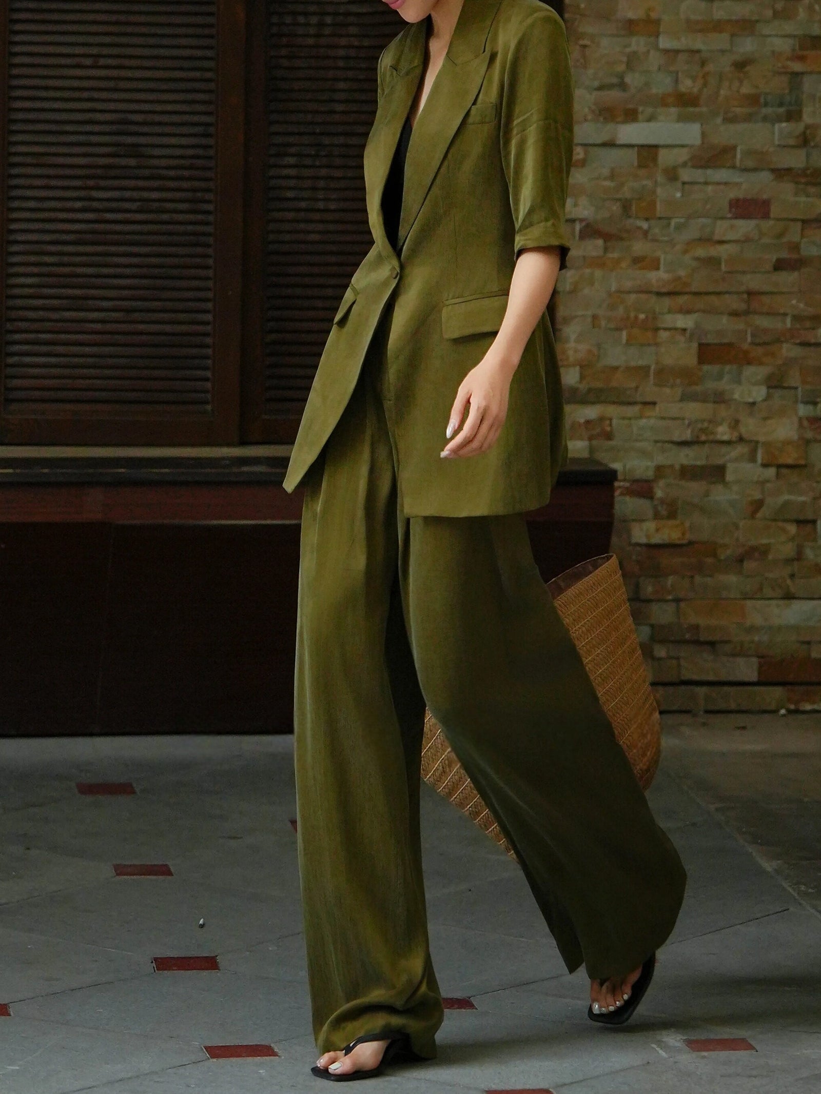 Cupro-Tencel Blazer & Wide-Leg Trouser Set – Made to Measure