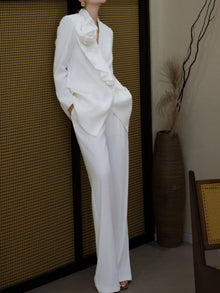 3D Floral Appliqué Blazer with Wide-Leg Trousers – Made to Measure