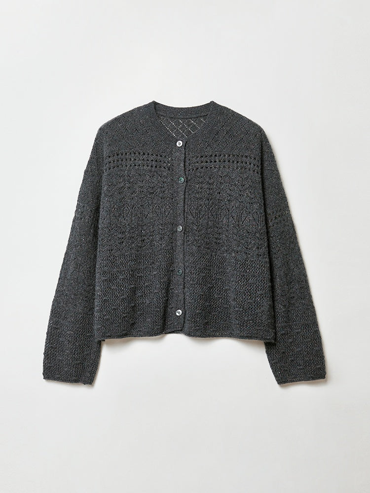 South of France Holiday Glitter Cardigan – Cashmere Blend Metallic Loose-Fit Knit