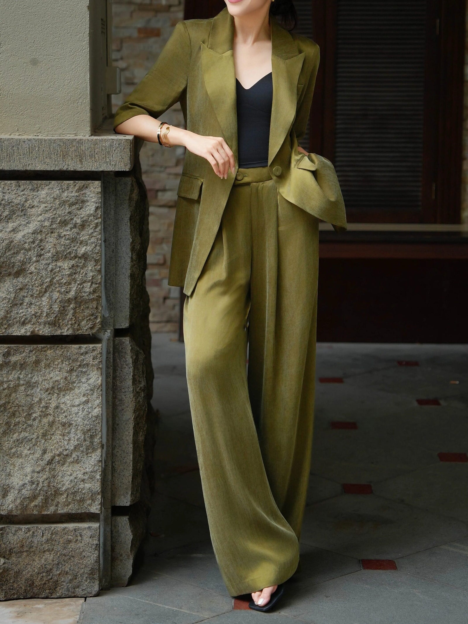 Cupro-Tencel Blazer & Wide-Leg Trouser Set – Made to Measure