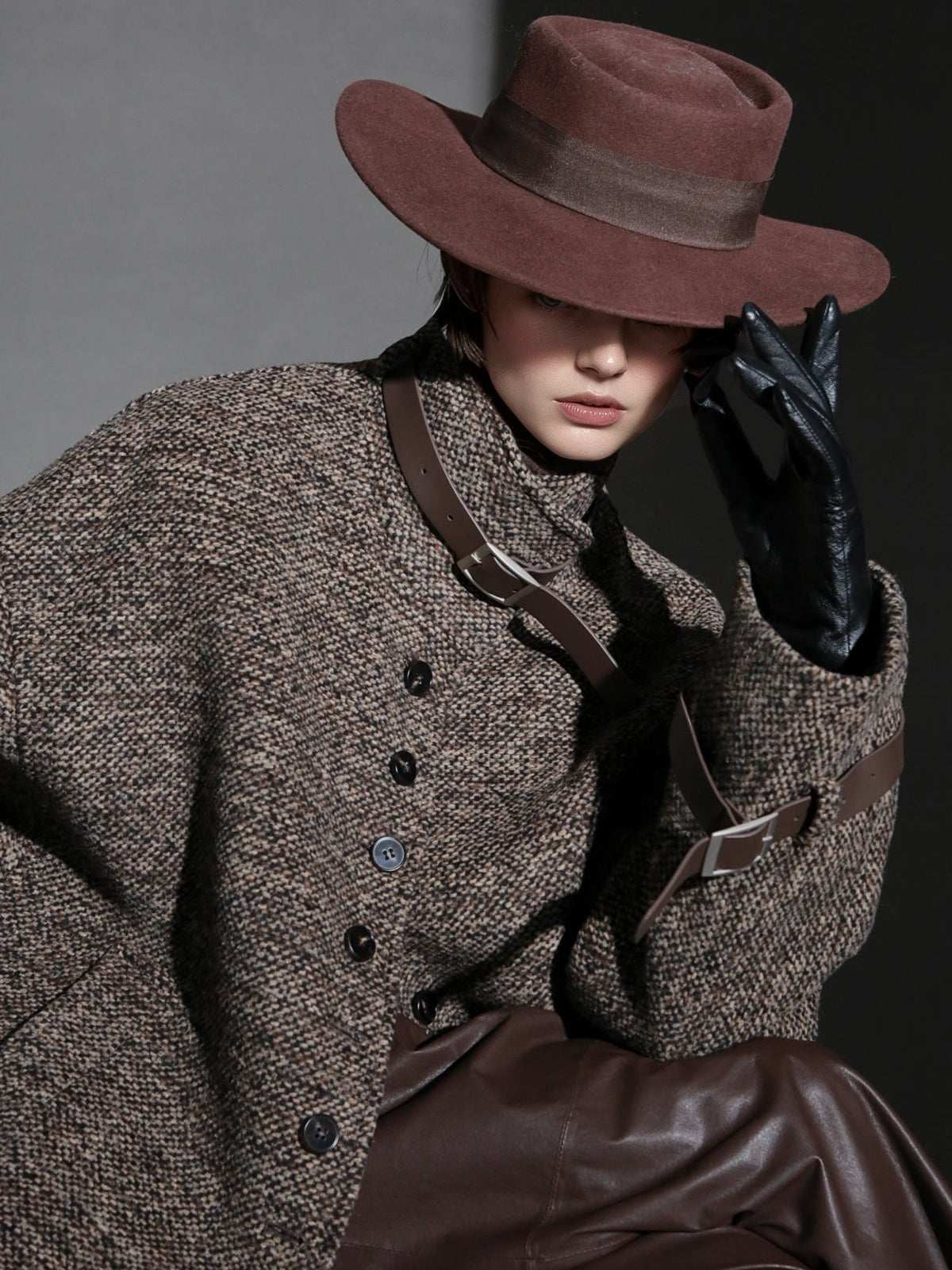 Vintage Stand Collar Wool Coat for Women – Saint Germain-Inspired Trim Design Double-Faced Wool Overcoat, Fall Winter Elegant Outerwear