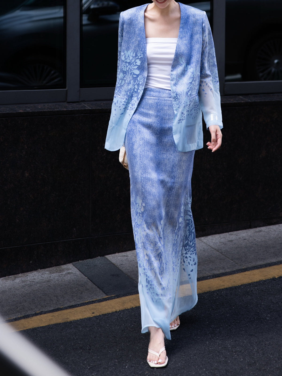 Burnout Floral Blazer & Gradient Maxi Skirt – Made to Measure