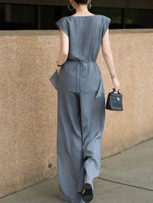 Tencel Linen Wrap Top and Wide-Leg Pants Set – Made to Measure