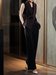 Sleeveless Utility Vest, Lace Wrap & Wide-Leg Pants – Made to Measure