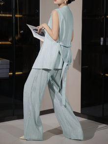 Sleeveless Vest & Wide-Leg Pants Set – Made to Measure
