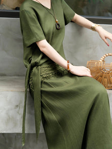 Embroidered Lace Linen Top and Maxi Skirt Set – Made to Measure