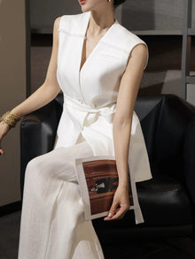 Sleeveless Vest & Wide-Leg Pants Set – Made to Measure