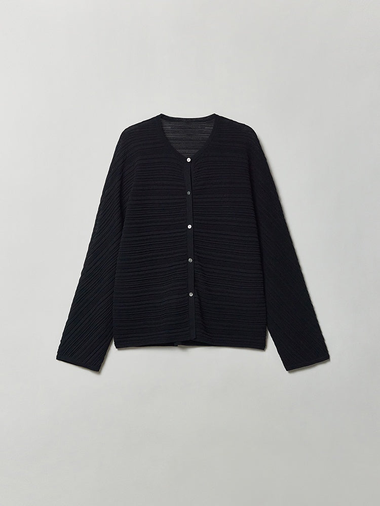 Old Money Relaxed Cardigan – Airy Crinkle 16-Gauge Slimming Batwing Sleeve