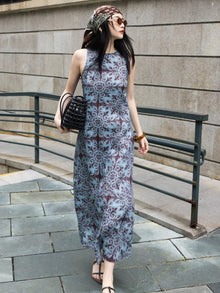 Vintage-Print Sleeveless Column Maxi Dress – Made to Measure