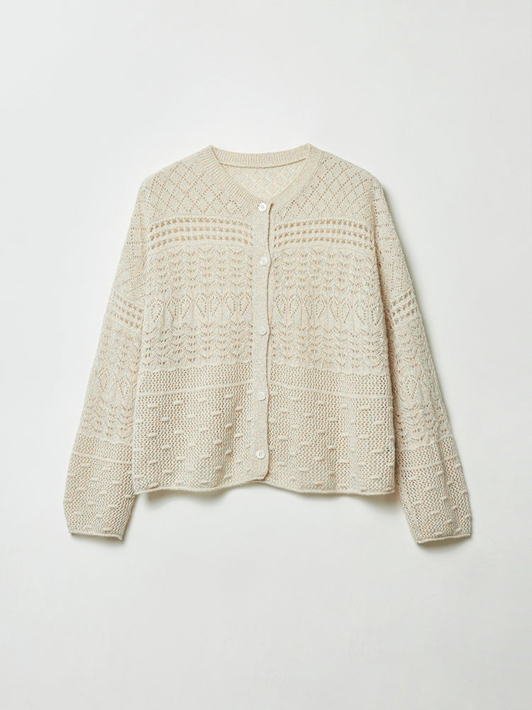 South of France Holiday Glitter Cardigan – Cashmere Blend Metallic Loose-Fit Knit