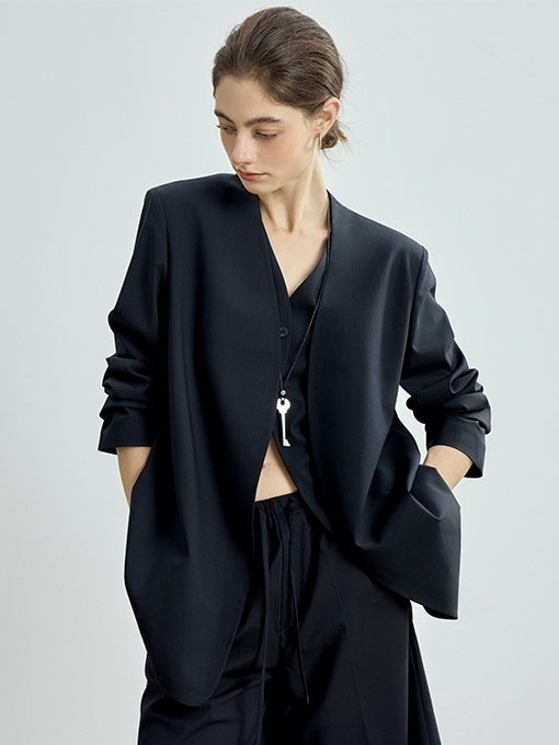 Fine Wool Blazer, Vest, Shorts & Skirt Set – Light Luxury Early Autumn Ensemble (Sold Separately)