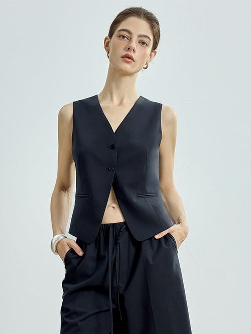 Fine Wool Blazer, Vest, Shorts & Skirt Set – Light Luxury Early Autumn Ensemble (Sold Separately)