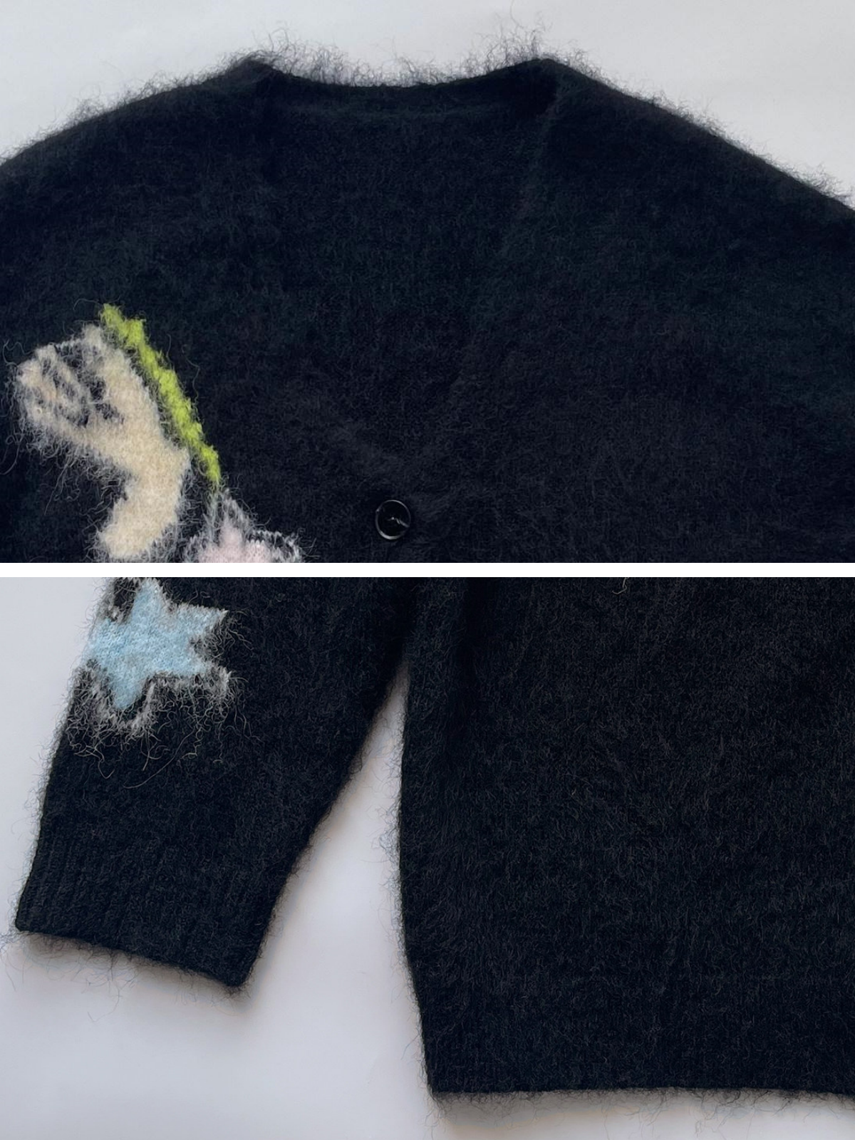 Women's Relaxed Vintage-Style Jacquard Wool V-Neck Knit Cardigan – Loose-Fit Fall/Winter Sweater Jacket