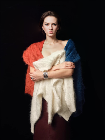 Heavyweight Brushed High-Neck Sweater for Women | Plush Fleece-Like Texture Winter Knit Pullover