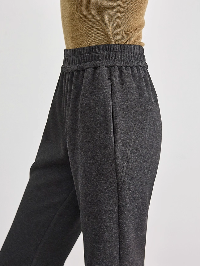 Women's Dark Gray Slim Flared Wool Knit Sweatpants – Soft Cozy Winter Lounge Pants