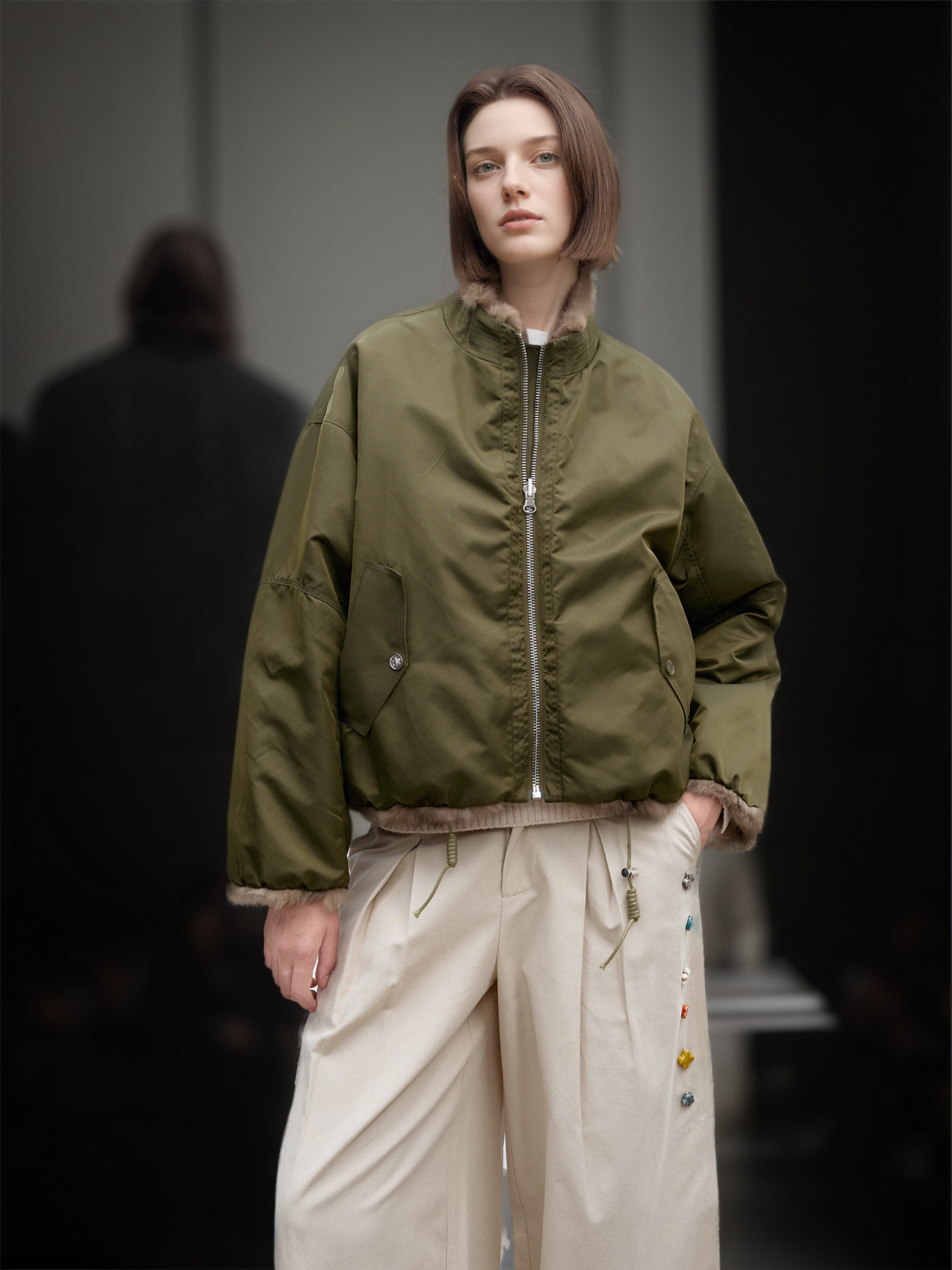 Women’s Reversible  Fur Parka Jacket | Short Winter Coat with Soft Plush Design