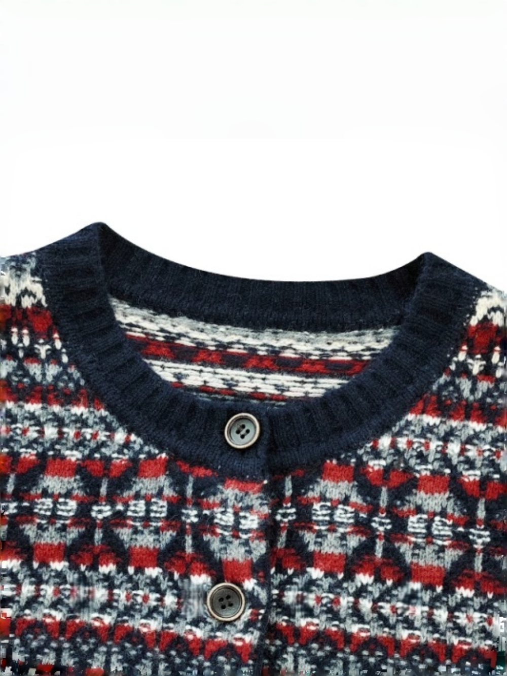 Bohemian Artist Vintage Literary 100% Wool Fair Isle Heavy Jacquard Knit Cardigan for Women