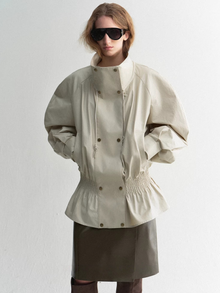 Coated Paper-Touch Cotton Stand-Collar Trench Coat – Made to Measure