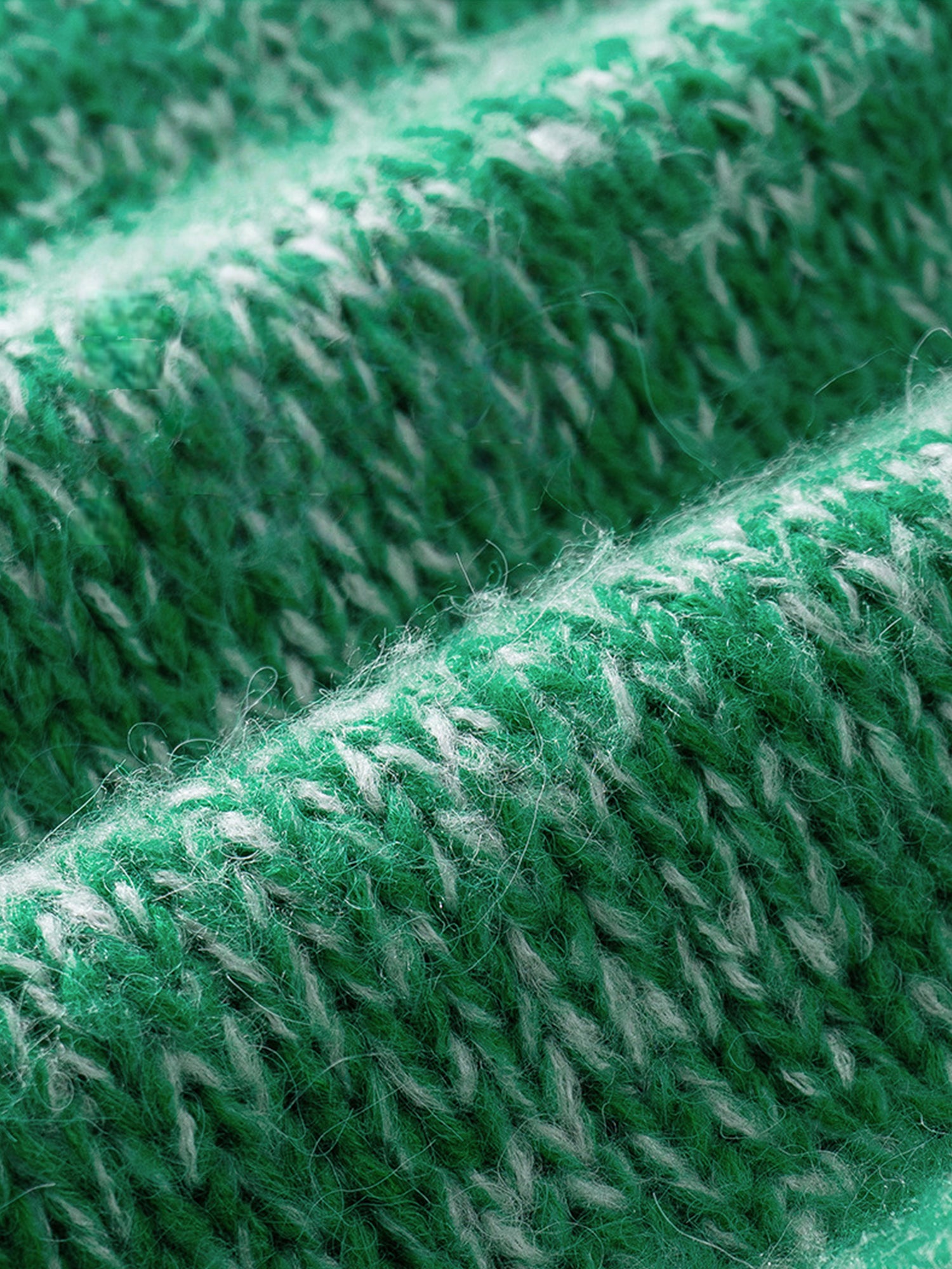 Green Wool Blend Speckled Knit Sweater for Women – Vintage Winter Pullover Top