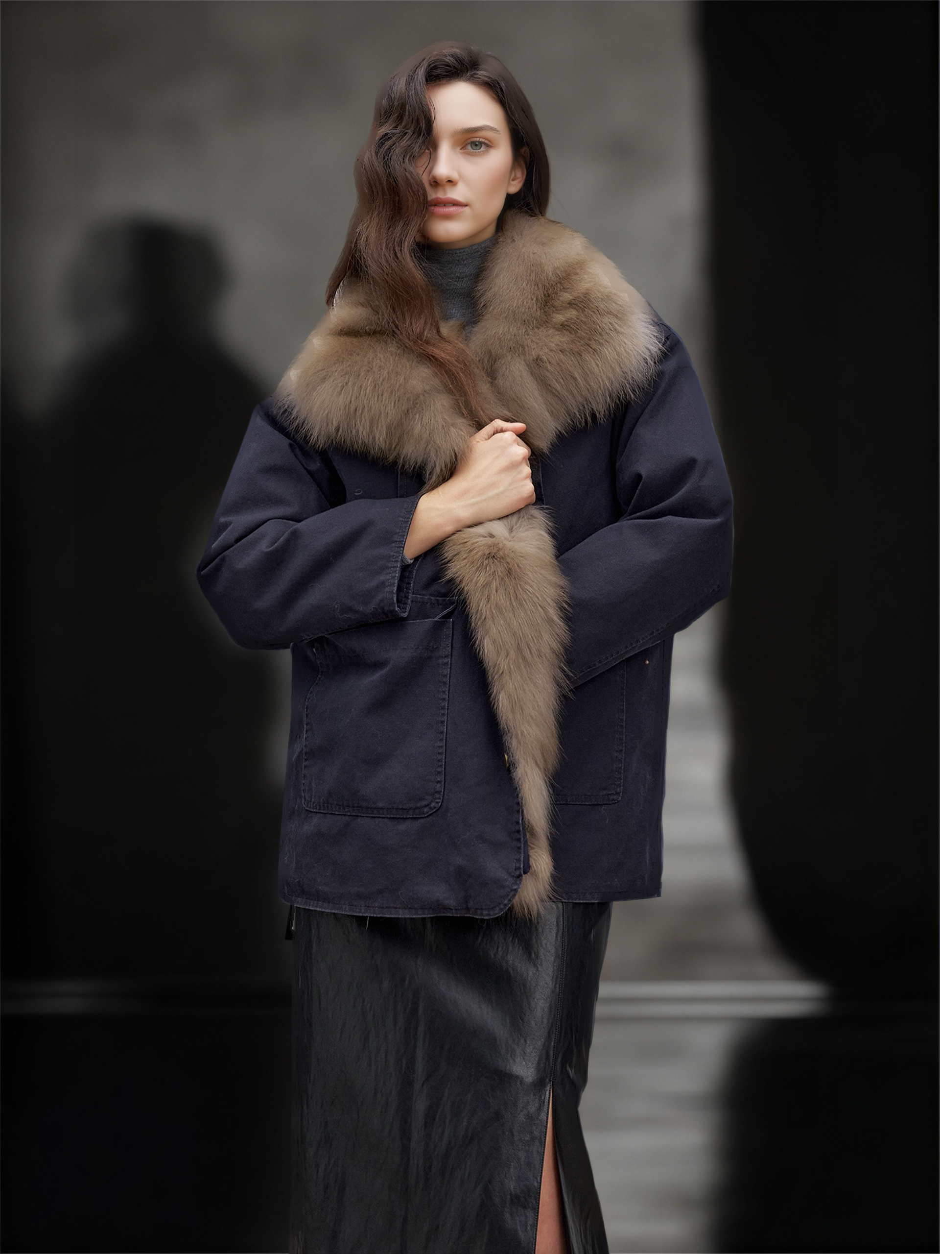 Women’s Mid-Length Down Parka with Fox Fur Hood | 90% White Goose Down Winter Coat